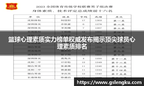篮球心理素质实力榜单权威发布揭示顶尖球员心理素质排名